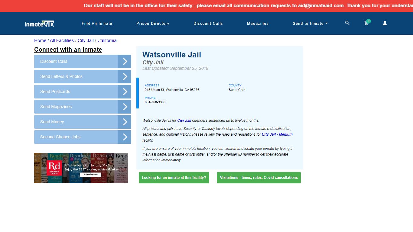 Watsonville Jail | Inmate Locator