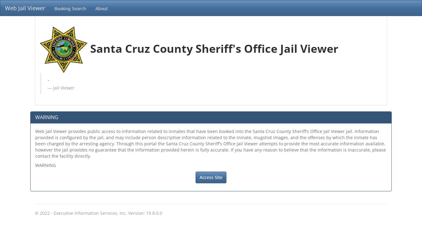 Santa Cruz County, California - Home Page - Web Jail Viewer